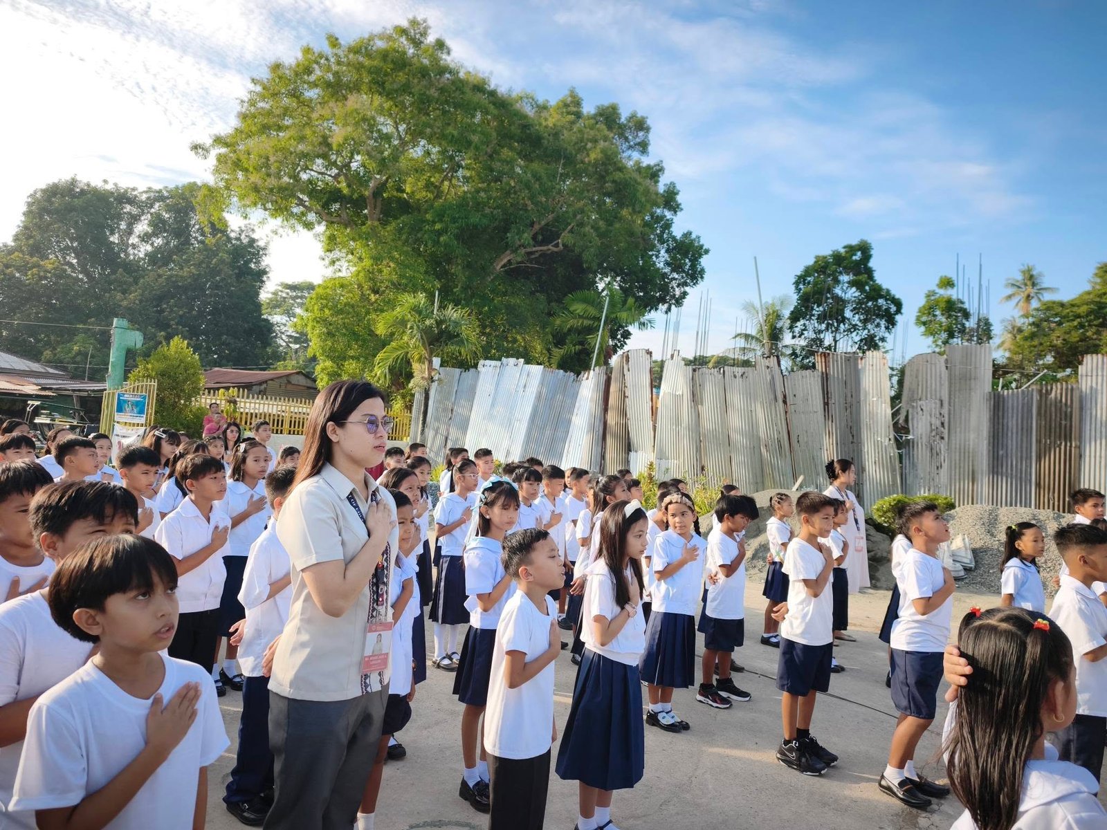 Pupils of Paaralang Elementarya ng Calubcub 1 in formation during the morning flag ceremony